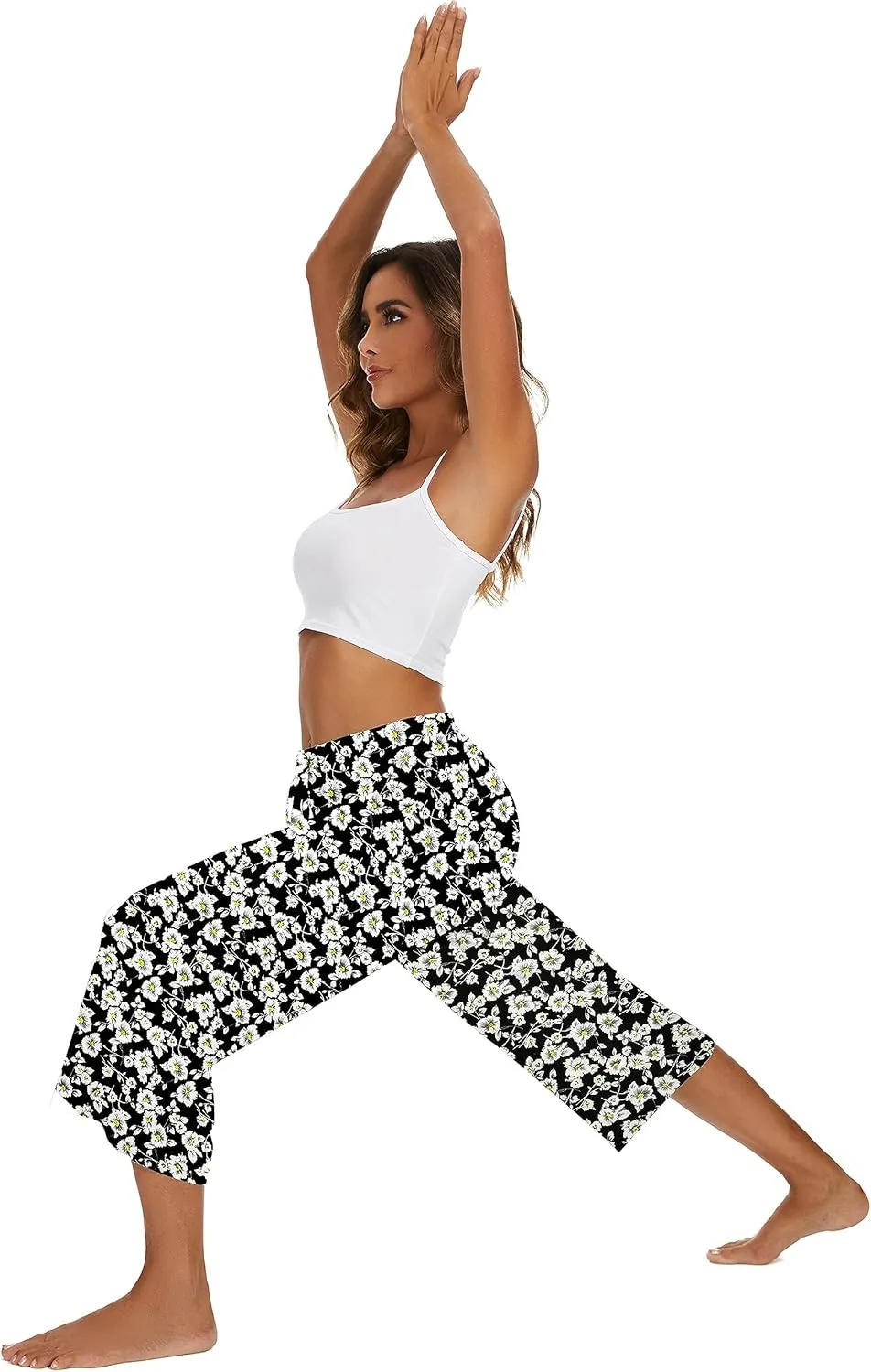 2 Pack Womens Pajama Pants Capri Sleep Lounge Pants Drawstring Pj Bottoms with Pockets