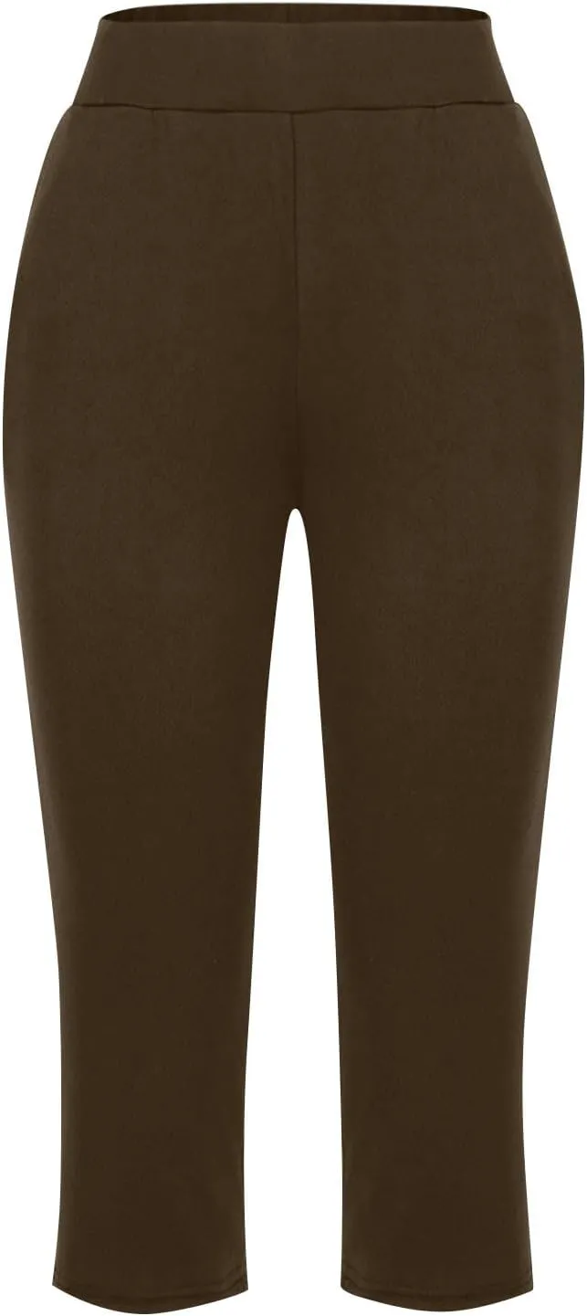 2024 Capris Pants for Women Summer Casual High Wasit Capri Yoga Pants Comfy Stretchy Cropped Lounge Pants with Pocket