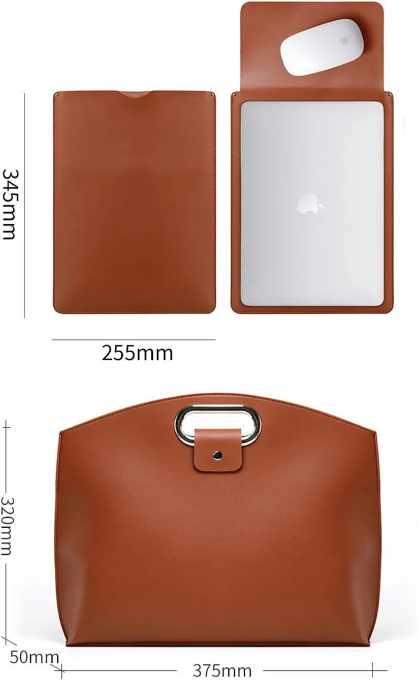 2PCS 14" Laptop Bag for Men and Women, Waterproof Leather 14/13.3In for Laptops and iPad Cases, Work Tote Bag Briefcase