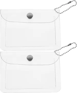 2pcs Transparent Card Holder Pvc Document Badge Holder Purse Clear Coin Pouch Clear Purse Minimalist Handy Small Keychain Mini Coin Purse Button Student Protector