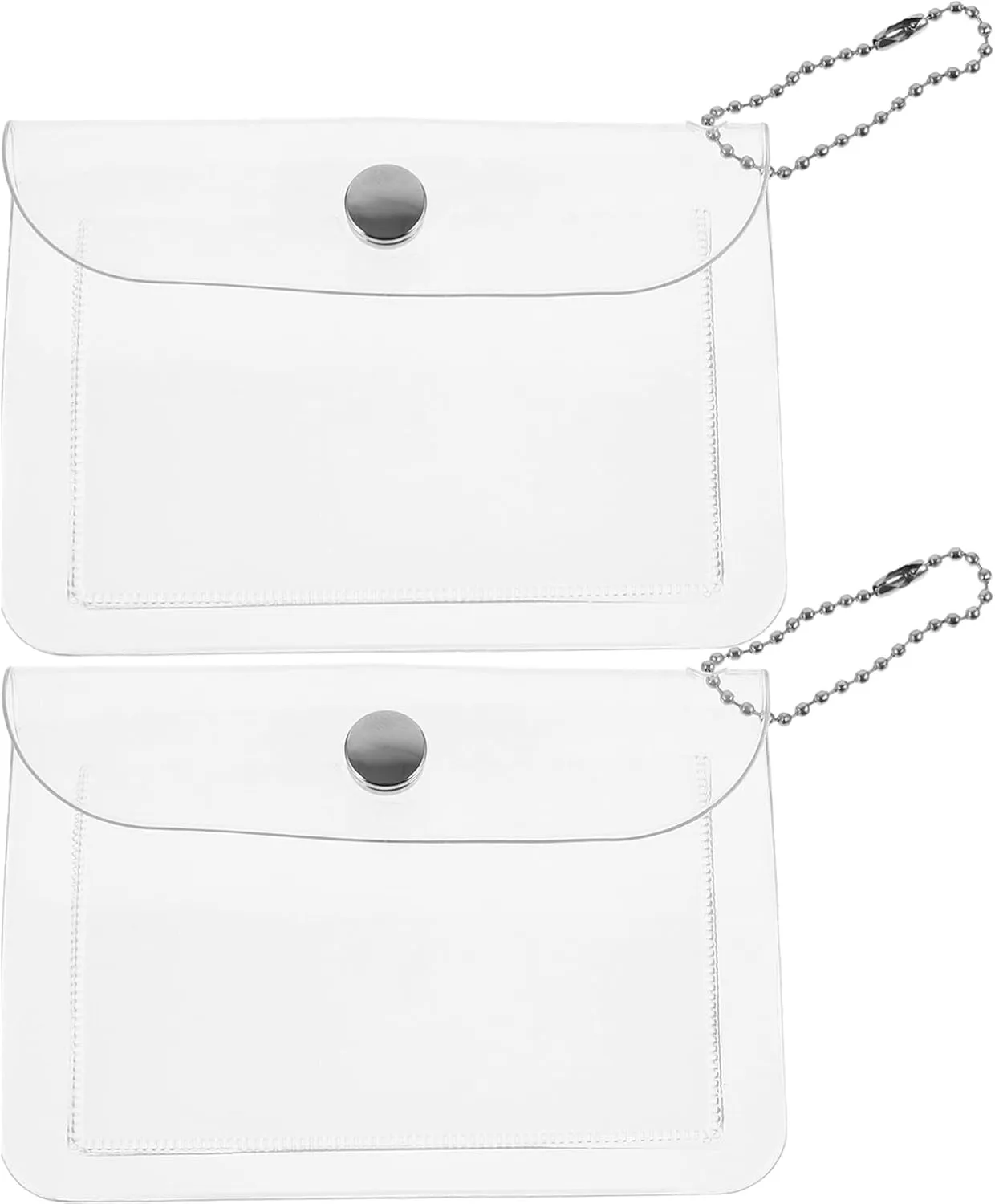 2pcs Transparent Card Holder Pvc Document Badge Holder Purse Clear Coin Pouch Clear Purse Minimalist Handy Small Keychain Mini Coin Purse Button Student Protector