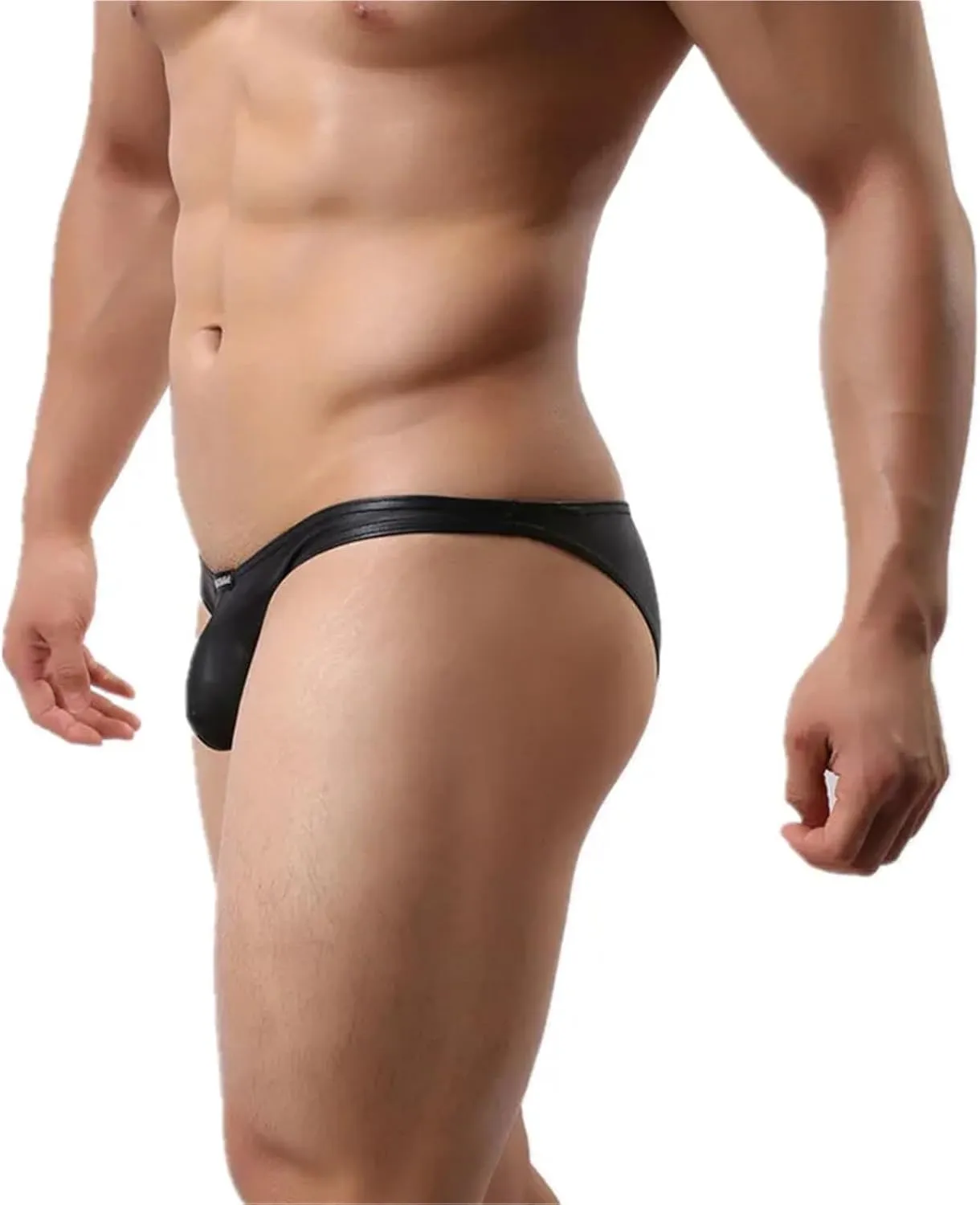 3PCS Mens Briefs Sexy Underwear PU Leather Underpants Bulge Pouch Bikini Male Homme Panties Backless Men's Lingerie