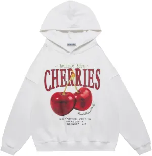 Aelfric Eden Graphic Hoodies Unisex Cherries Printed Oversized Hoodie Sweatshirt Long Sleeve Streetwear Hooded Pullover