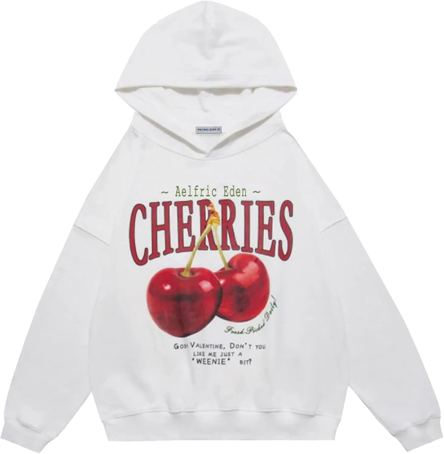 Aelfric Eden Graphic Hoodies Unisex Cherries Printed Oversized Hoodie Sweatshirt Long Sleeve Streetwear Hooded Pullover