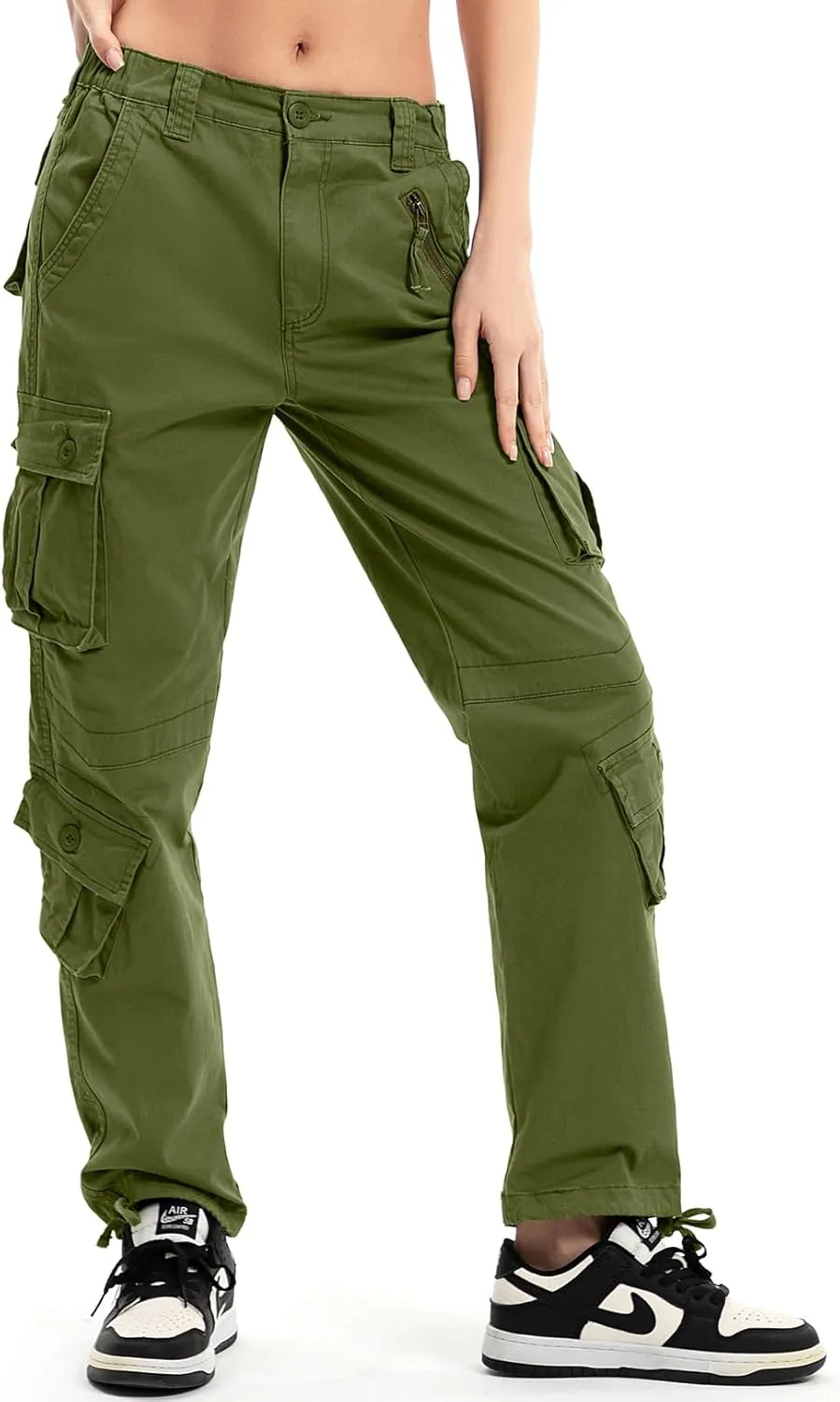 Alfiudad Womens Cargo Pants with Pockets, Women's Casual Military Army Hiking Combat Tactical Work Pants Trousers