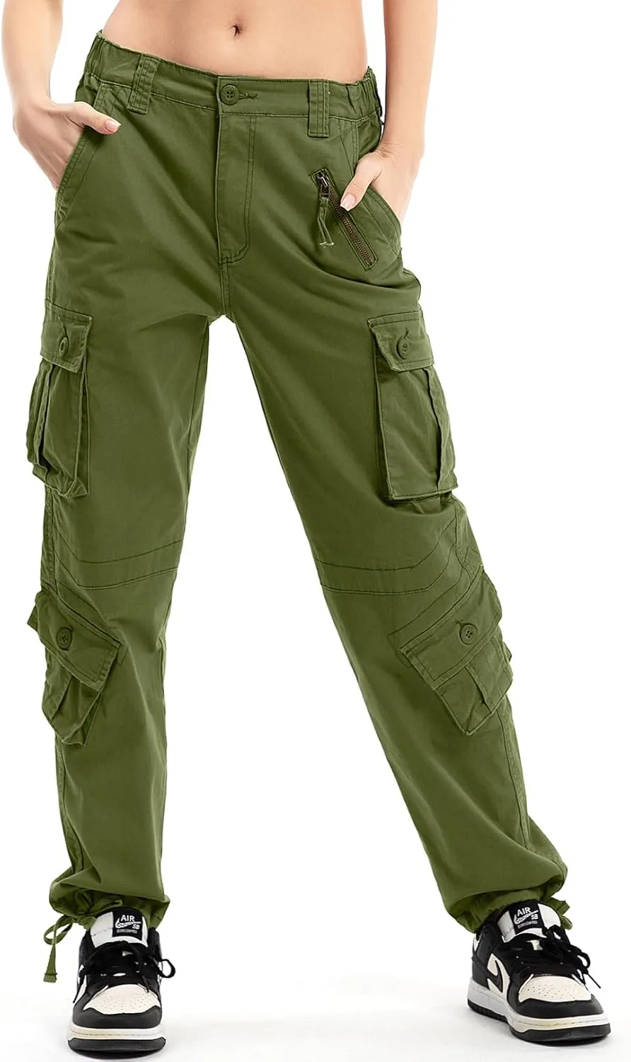 Alfiudad Womens Cargo Pants with Pockets, Women's Casual Military Army Hiking Combat Tactical Work Pants Trousers