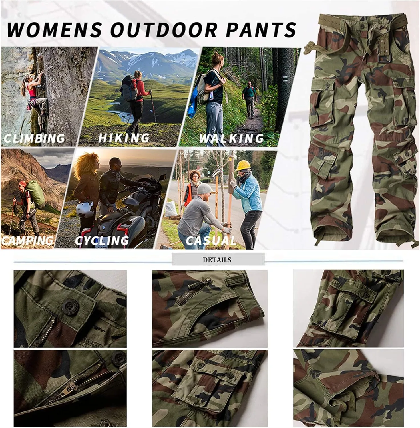 Alfiudad Womens Cargo Pants with Pockets, Women's Casual Military Army Hiking Combat Tactical Work Pants Trousers