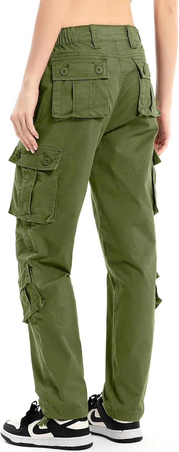 Alfiudad Womens Cargo Pants with Pockets, Women's Casual Military Army Hiking Combat Tactical Work Pants Trousers