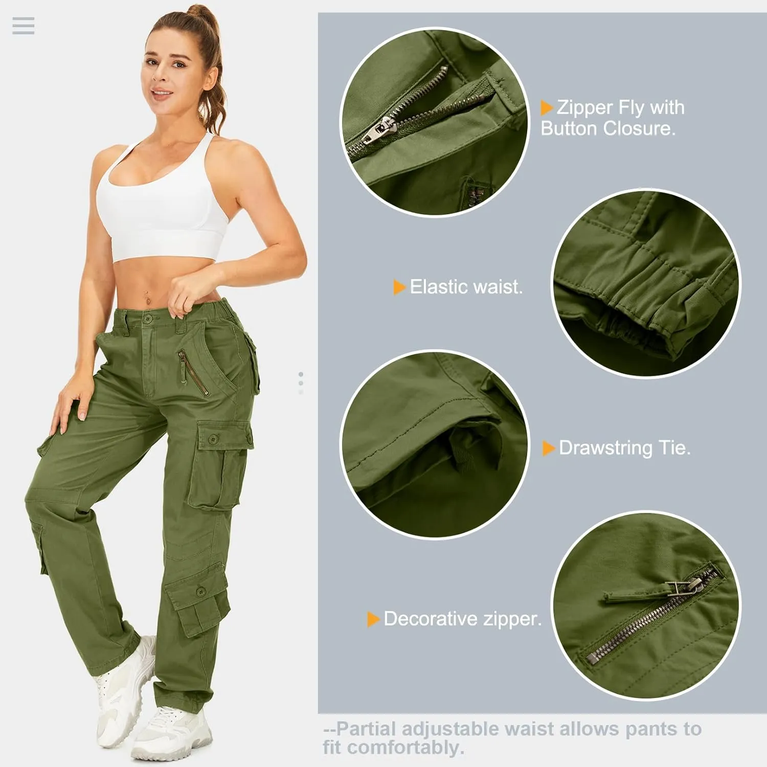 Alfiudad Womens Cargo Pants with Pockets, Women's Casual Military Army Hiking Combat Tactical Work Pants Trousers