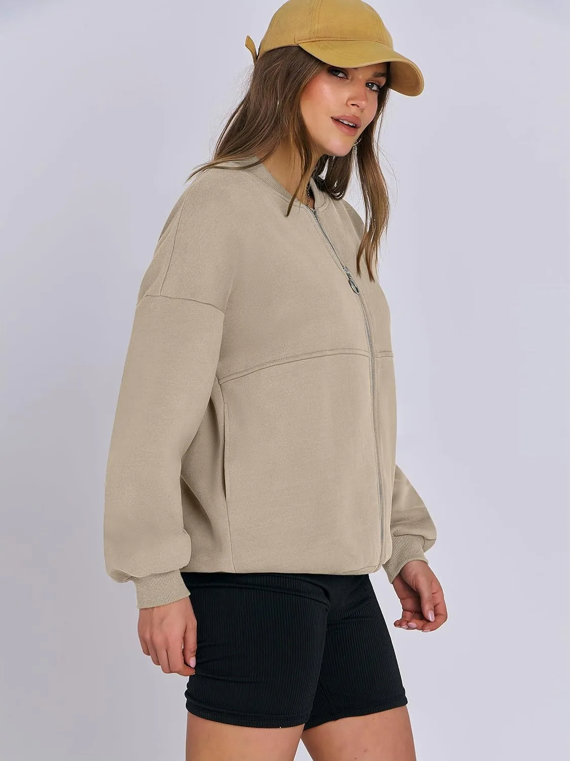 ANRABESS Women's Zip up Oversized Sweatshirts Fleece jacket Coat Long Sleeve Casual Hoodie 2025 Fall Teen Girl Top Clothes