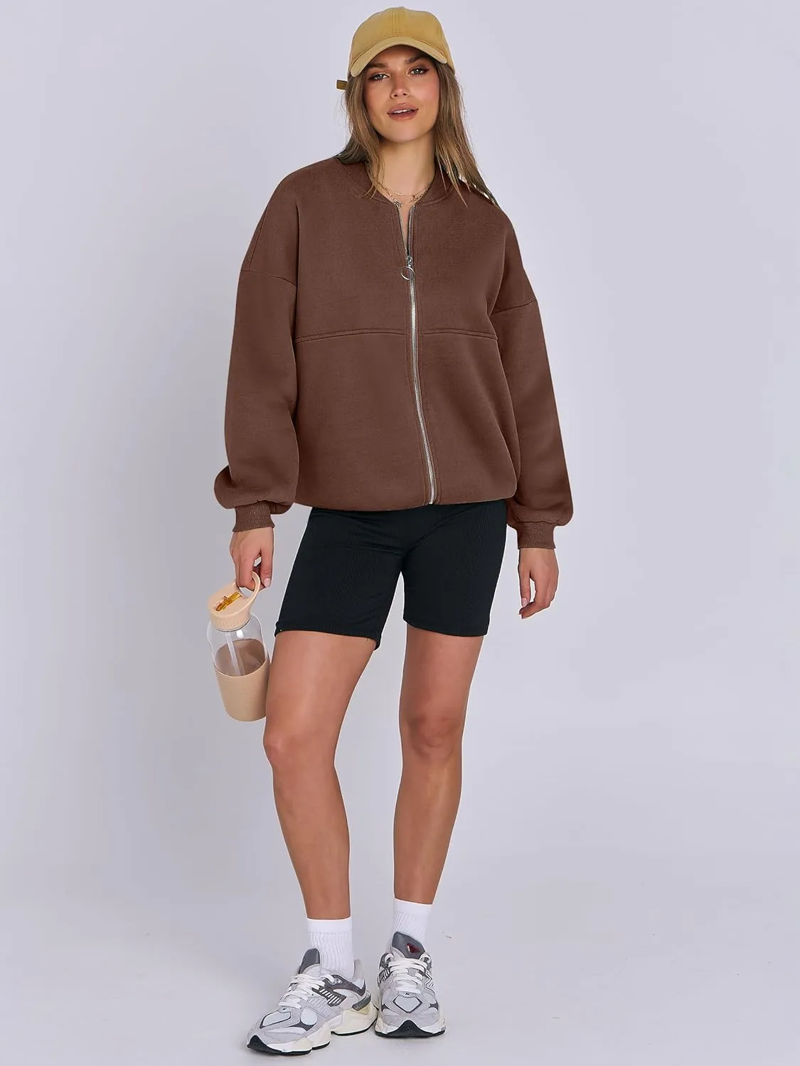 ANRABESS Women's Zip up Oversized Sweatshirts Fleece jacket Coat Long Sleeve Casual Hoodie 2025 Fall Teen Girl Top Clothes