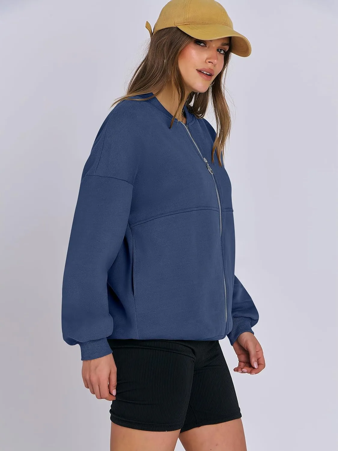 ANRABESS Women's Zip up Oversized Sweatshirts Fleece jacket Coat Long Sleeve Casual Hoodie 2025 Fall Teen Girl Top Clothes