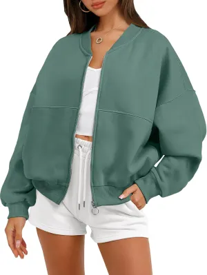 ANRABESS Women's Zip up Oversized Sweatshirts Fleece jacket Coat Long Sleeve Casual Hoodie 2025 Fall Teen Girl Top Clothes