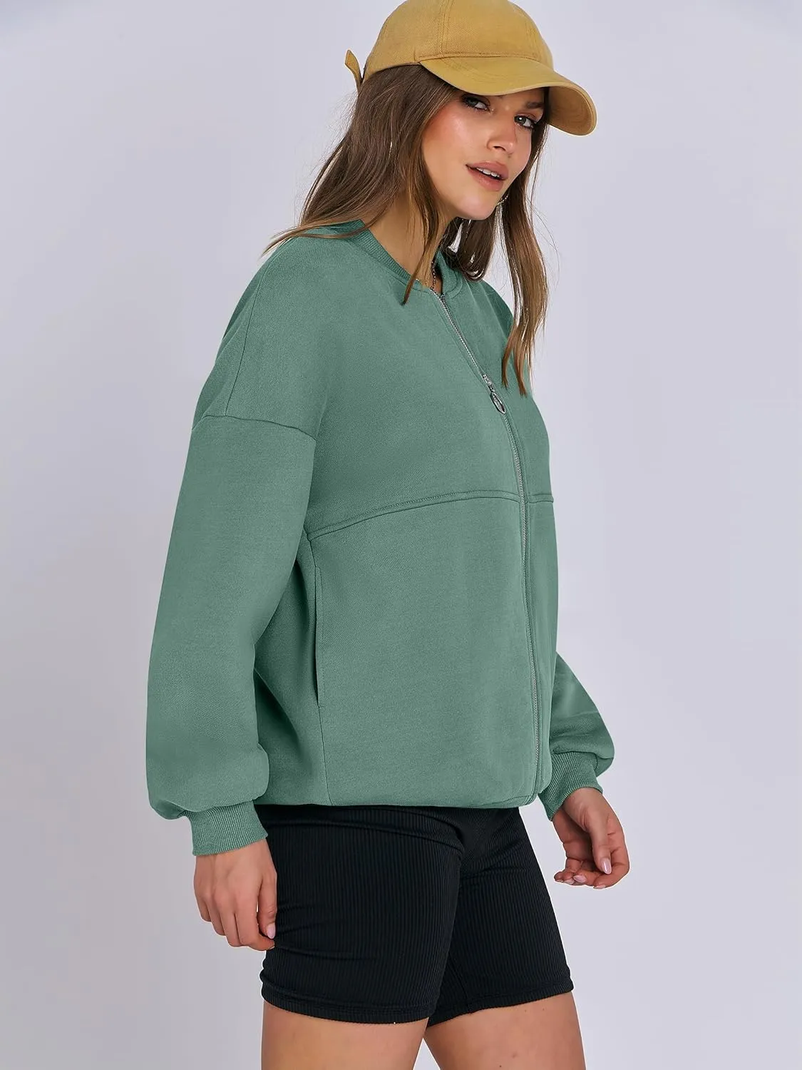 ANRABESS Women's Zip up Oversized Sweatshirts Fleece jacket Coat Long Sleeve Casual Hoodie 2025 Fall Teen Girl Top Clothes