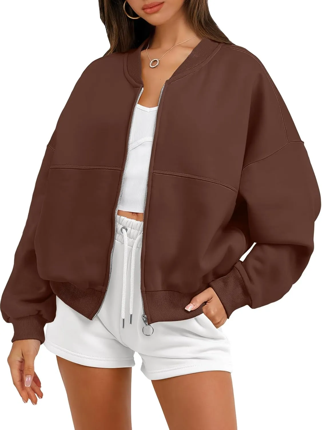 ANRABESS Women's Zip up Oversized Sweatshirts Fleece jacket Coat Long Sleeve Casual Hoodie 2025 Fall Teen Girl Top Clothes