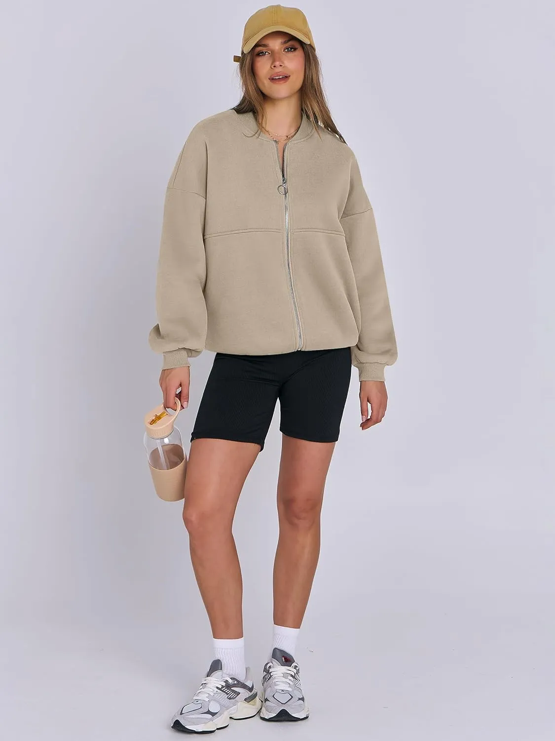 ANRABESS Women's Zip up Oversized Sweatshirts Fleece jacket Coat Long Sleeve Casual Hoodie 2025 Fall Teen Girl Top Clothes