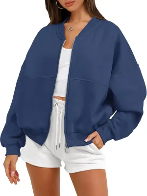 ANRABESS Women's Zip up Oversized Sweatshirts Fleece jacket Coat Long Sleeve Casual Hoodie 2025 Fall Teen Girl Top Clothes