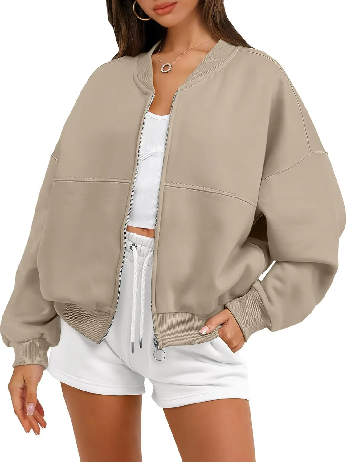 ANRABESS Women's Zip up Oversized Sweatshirts Fleece jacket Coat Long Sleeve Casual Hoodie 2025 Fall Teen Girl Top Clothes
