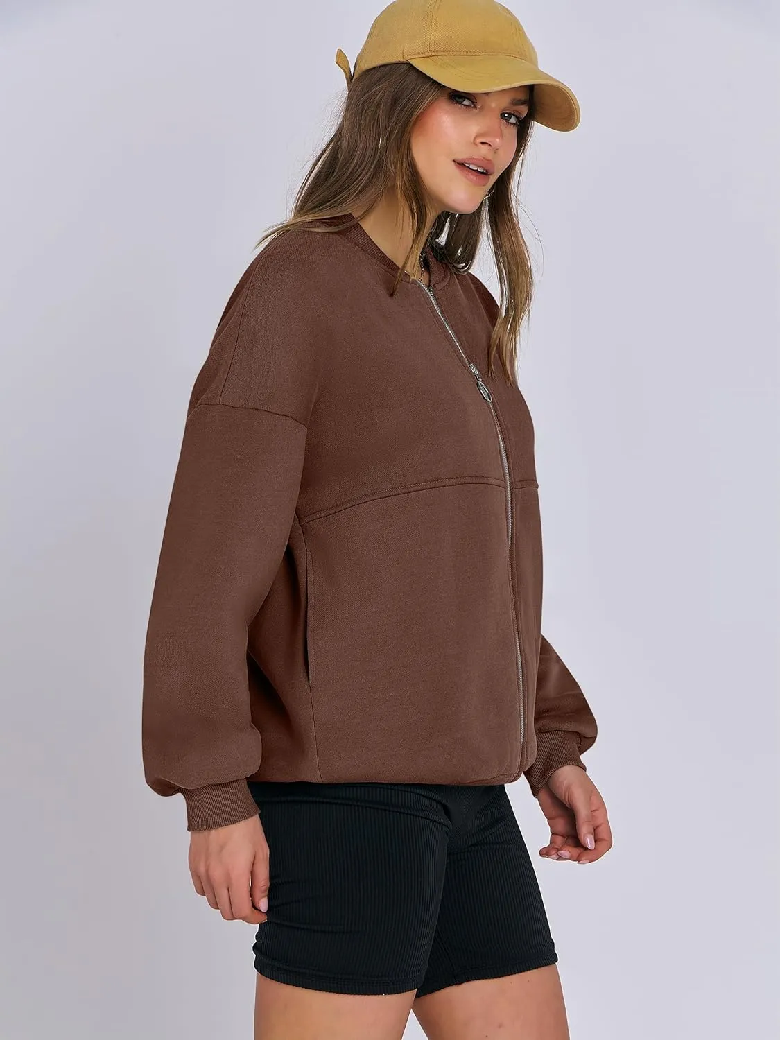 ANRABESS Women's Zip up Oversized Sweatshirts Fleece jacket Coat Long Sleeve Casual Hoodie 2025 Fall Teen Girl Top Clothes