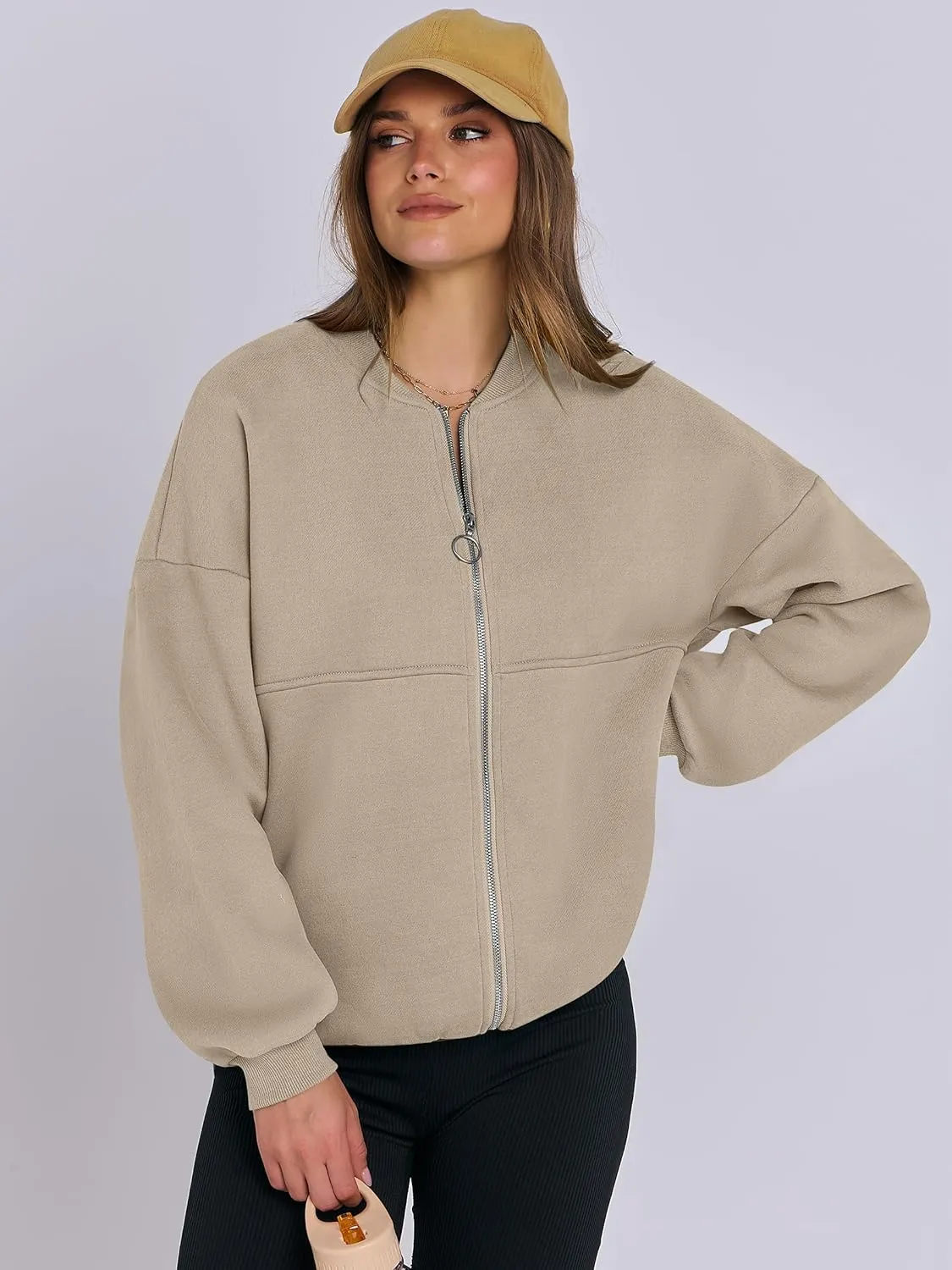 ANRABESS Women's Zip up Oversized Sweatshirts Fleece jacket Coat Long Sleeve Casual Hoodie 2025 Fall Teen Girl Top Clothes