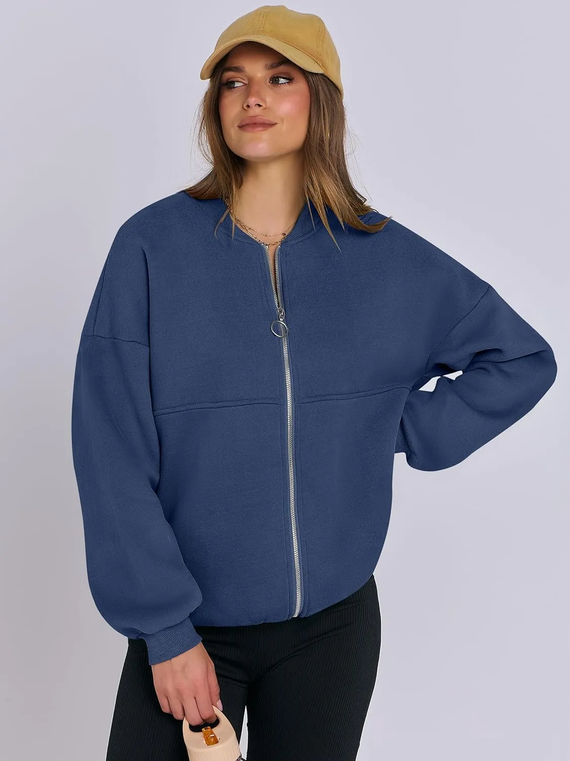 ANRABESS Women's Zip up Oversized Sweatshirts Fleece jacket Coat Long Sleeve Casual Hoodie 2025 Fall Teen Girl Top Clothes