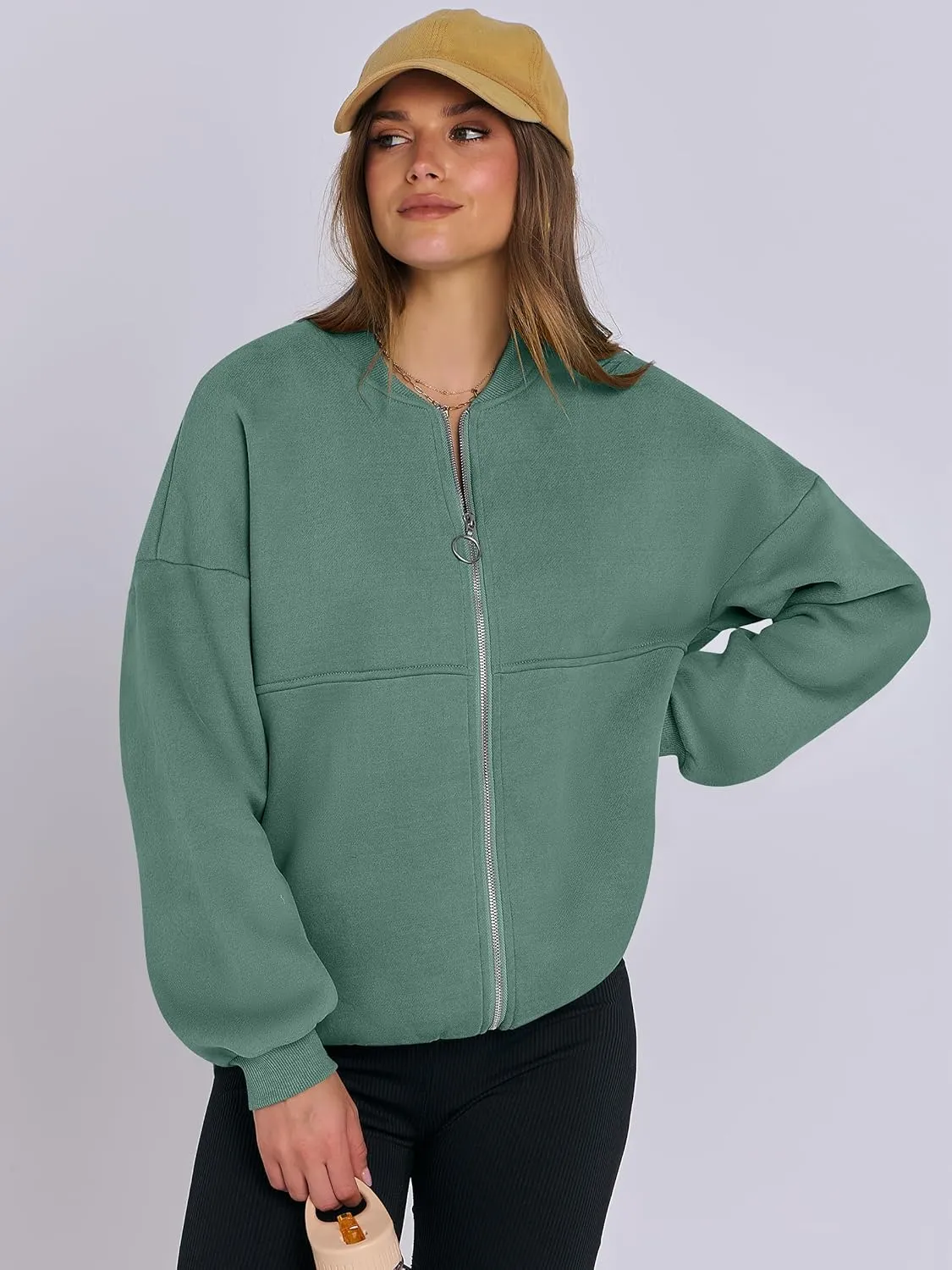 ANRABESS Women's Zip up Oversized Sweatshirts Fleece jacket Coat Long Sleeve Casual Hoodie 2025 Fall Teen Girl Top Clothes