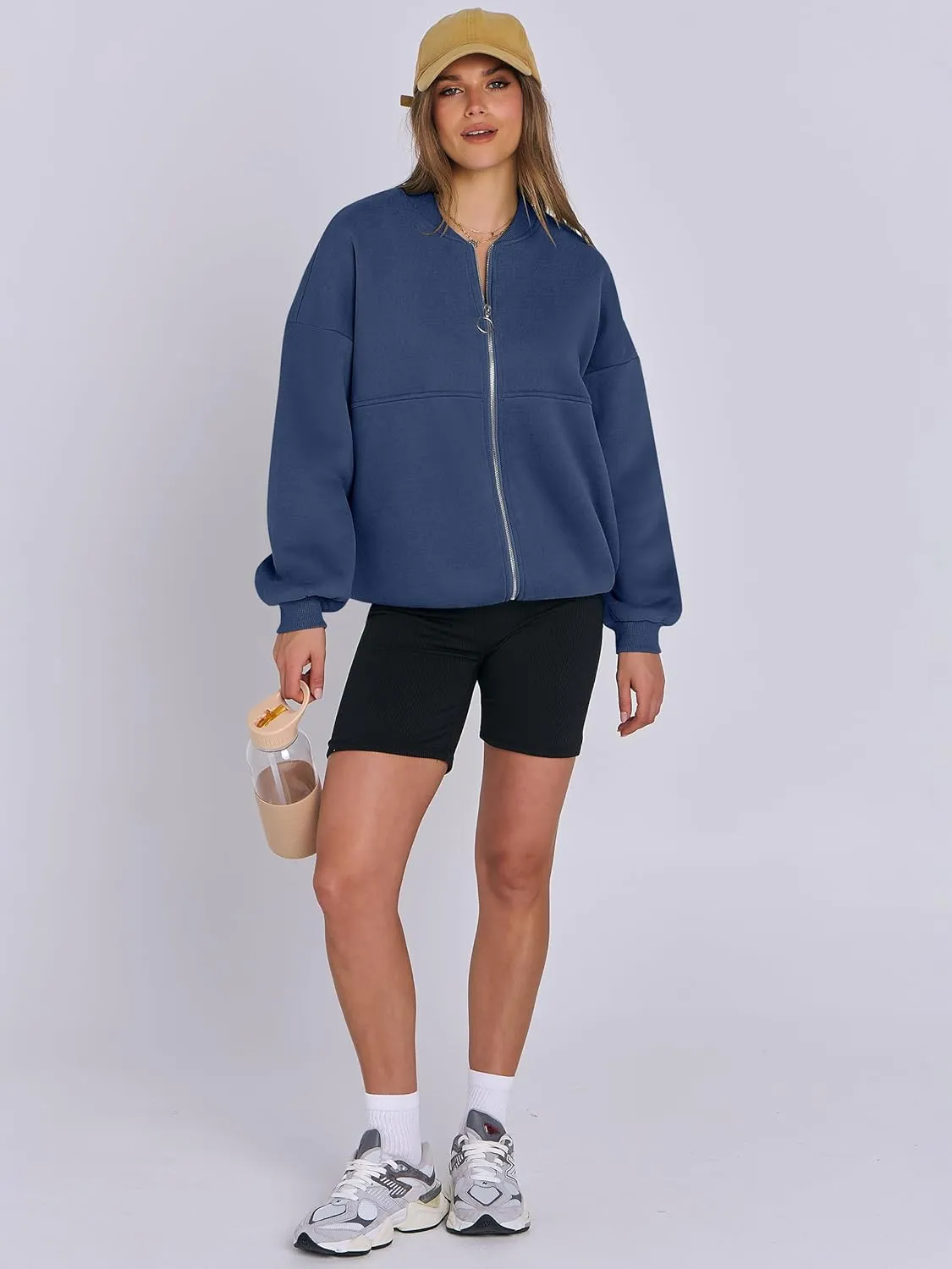ANRABESS Women's Zip up Oversized Sweatshirts Fleece jacket Coat Long Sleeve Casual Hoodie 2025 Fall Teen Girl Top Clothes