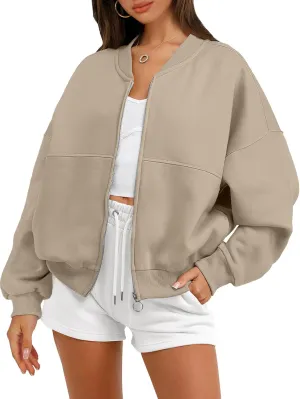 ANRABESS Women's Zip up Oversized Sweatshirts Fleece jacket Coat Long Sleeve Casual Hoodie 2025 Fall Teen Girl Top Clothes