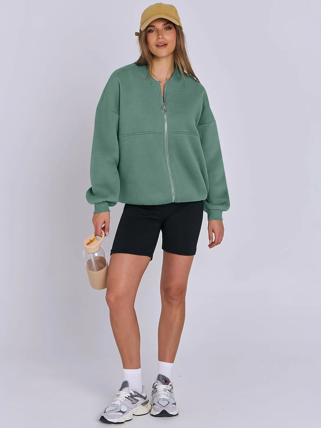 ANRABESS Women's Zip up Oversized Sweatshirts Fleece jacket Coat Long Sleeve Casual Hoodie 2025 Fall Teen Girl Top Clothes