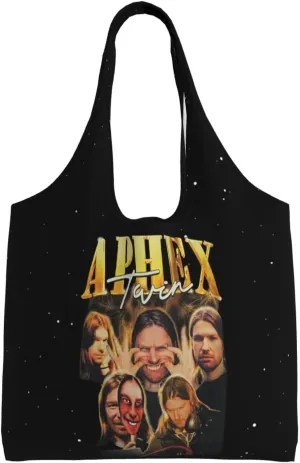 Aphex Musics Twin Shoulder Canvas Tote for Women Weekender Handbag Reusable Grocery Shopping Bag