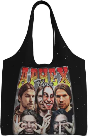Aphex Musics Twin Shoulder Canvas Tote for Women Weekender Handbag Reusable Grocery Shopping Bag