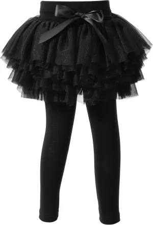 Ashken Baby Toddler Girls' Tutu Leggings Tulle Ruffle Skirted Pants Footless Tights (3 Months-5T)
