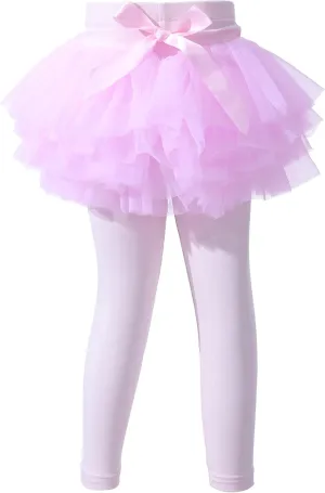 Ashken Baby Toddler Girls' Tutu Leggings Tulle Ruffle Skirted Pants Footless Tights (3 Months-5T)