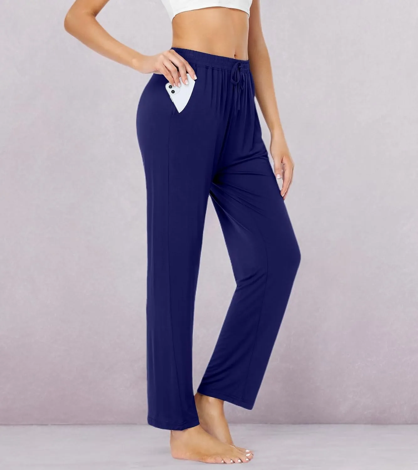 ASIMOON Womens Yoga Sweatpants with Pockets Comfy Stretch Wide Leg Casual Lounge Workout Pants for Ladies