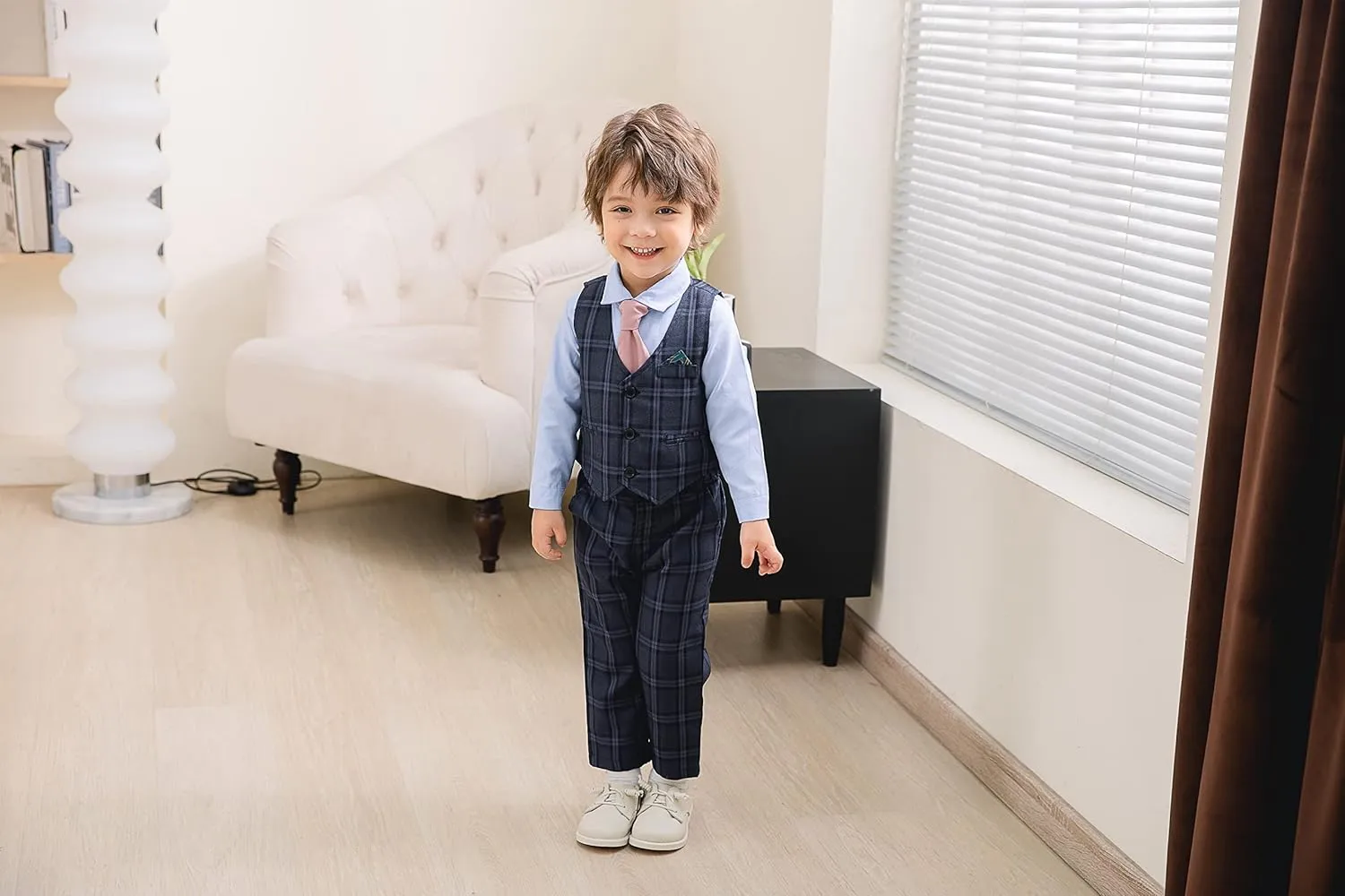 Baby Boy Gentleman Set with Dress Shirt Bow Tie Vest and Pants 3PC Set