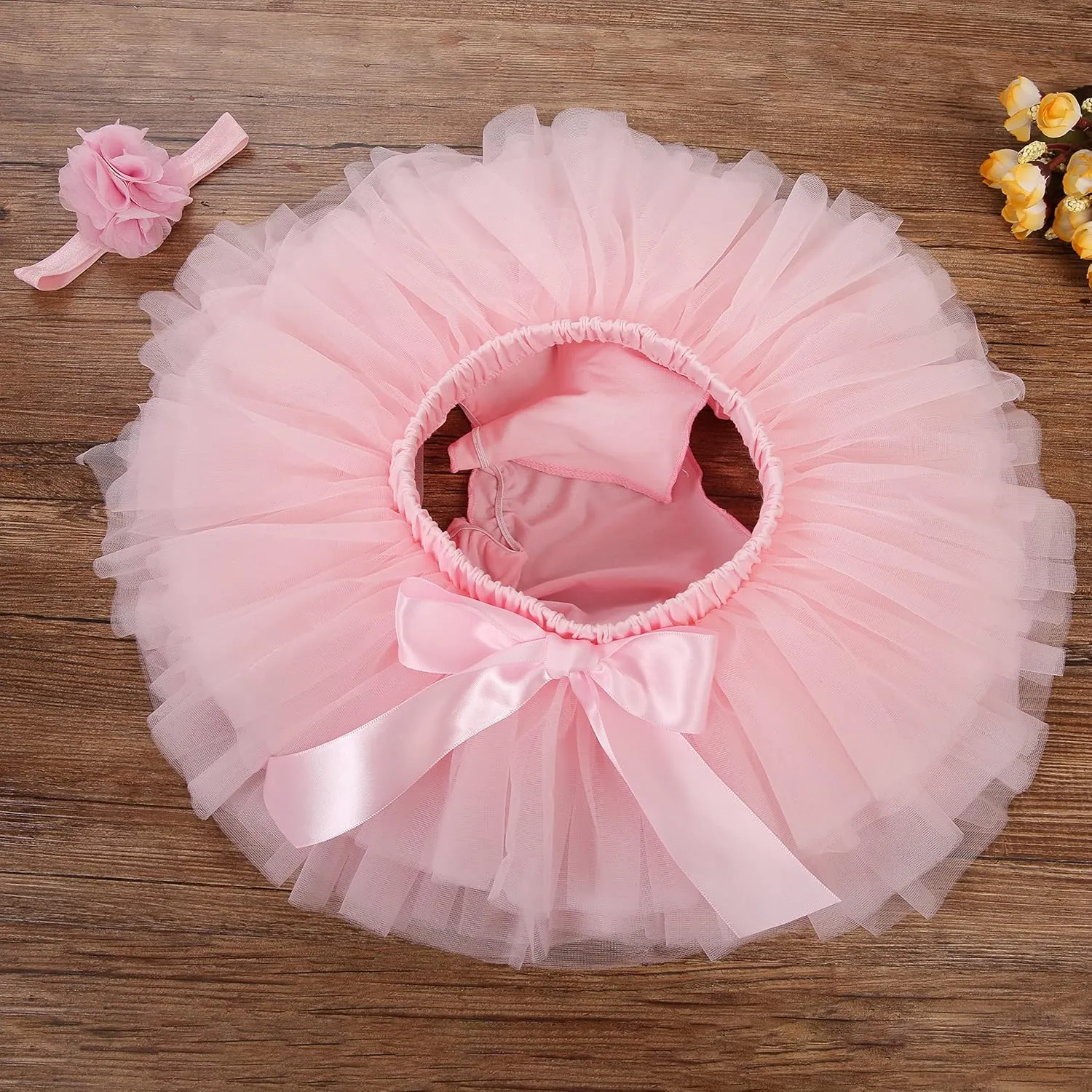 Baby Girls Tutu Skirt Headband Set Toddler Ruffle Tulle Diaper Covers 6-24 Month