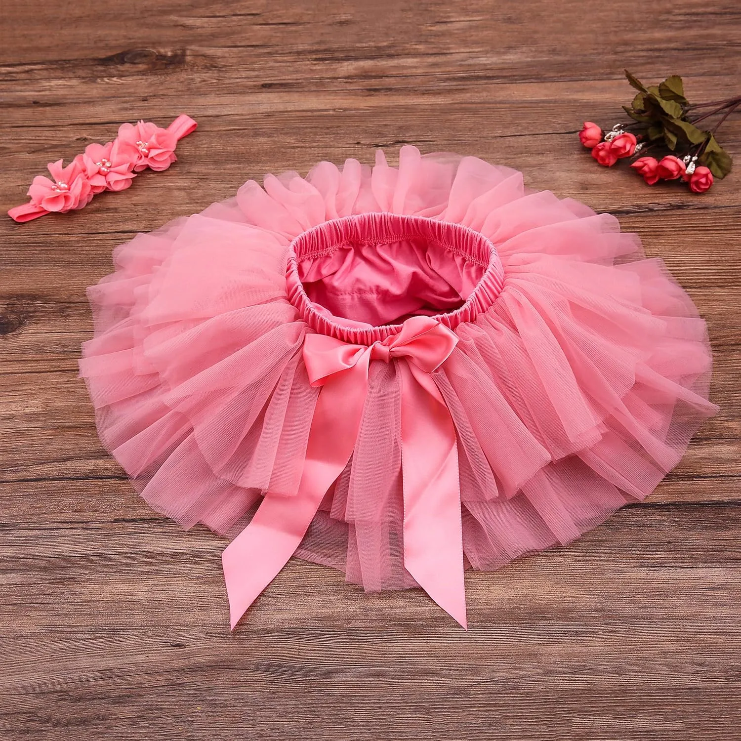 Baby Girls Tutu Skirt Headband Set Toddler Ruffle Tulle Diaper Covers 6-24 Month