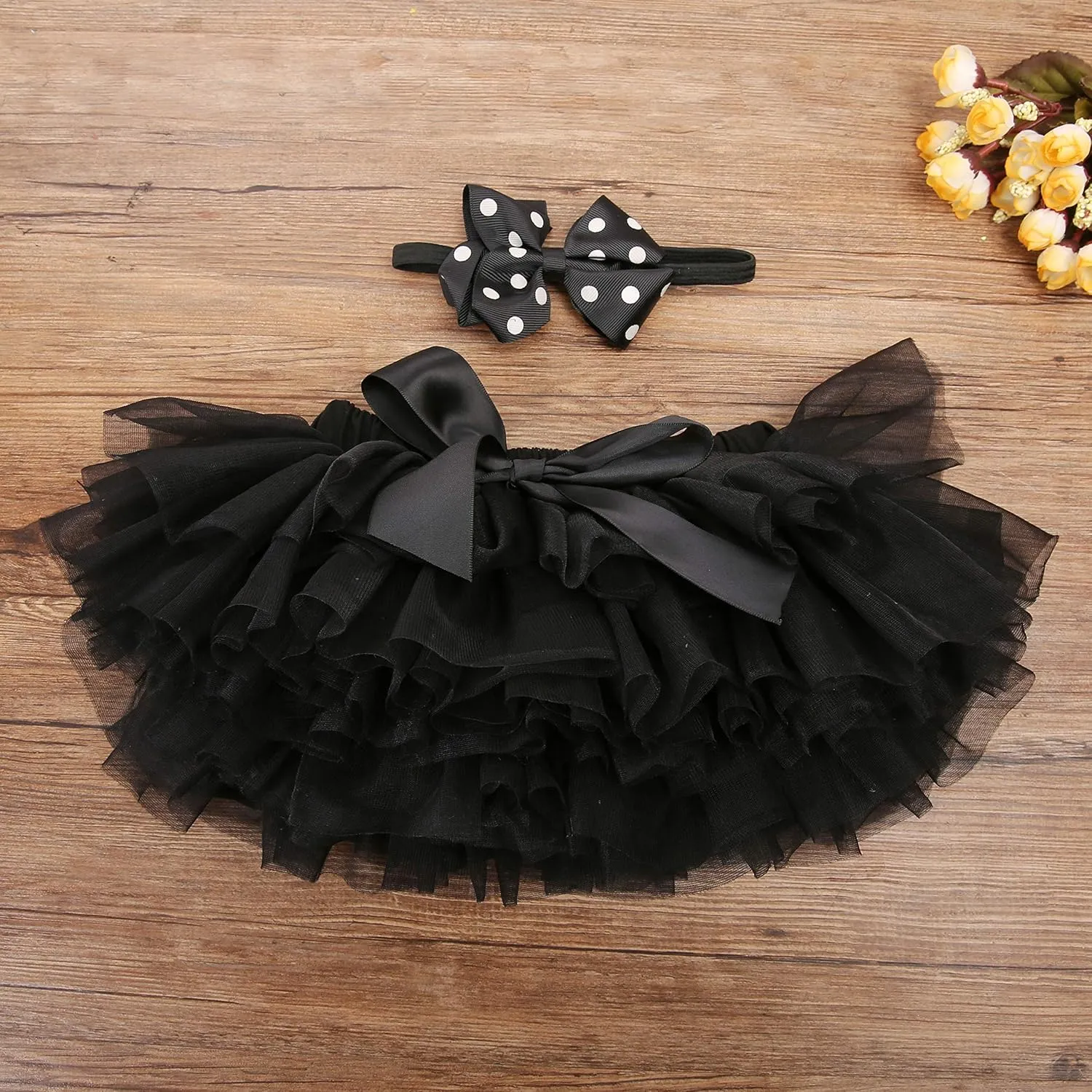 Baby Girls Tutu Skirt Headband Set Toddler Ruffle Tulle Diaper Covers 6-24 Month