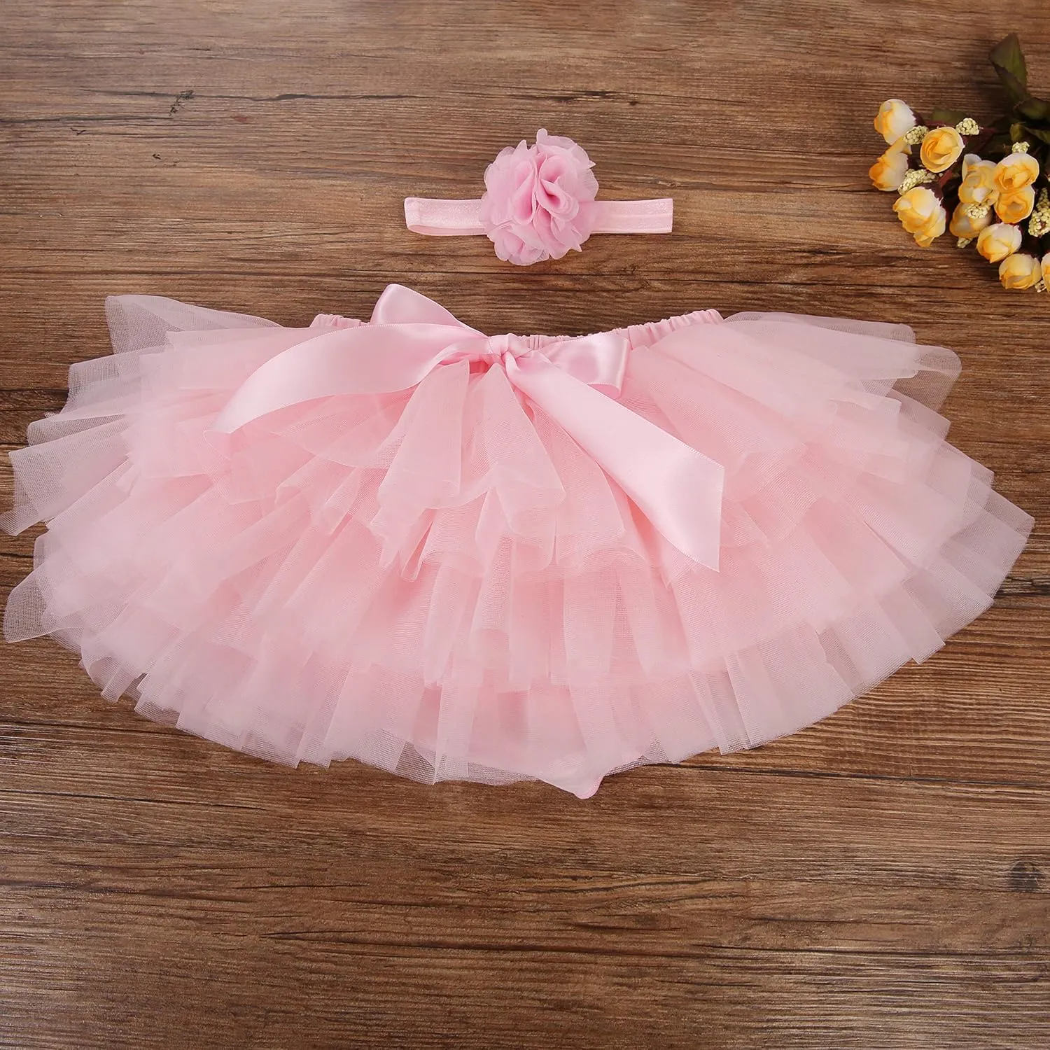 Baby Girls Tutu Skirt Headband Set Toddler Ruffle Tulle Diaper Covers 6-24 Month