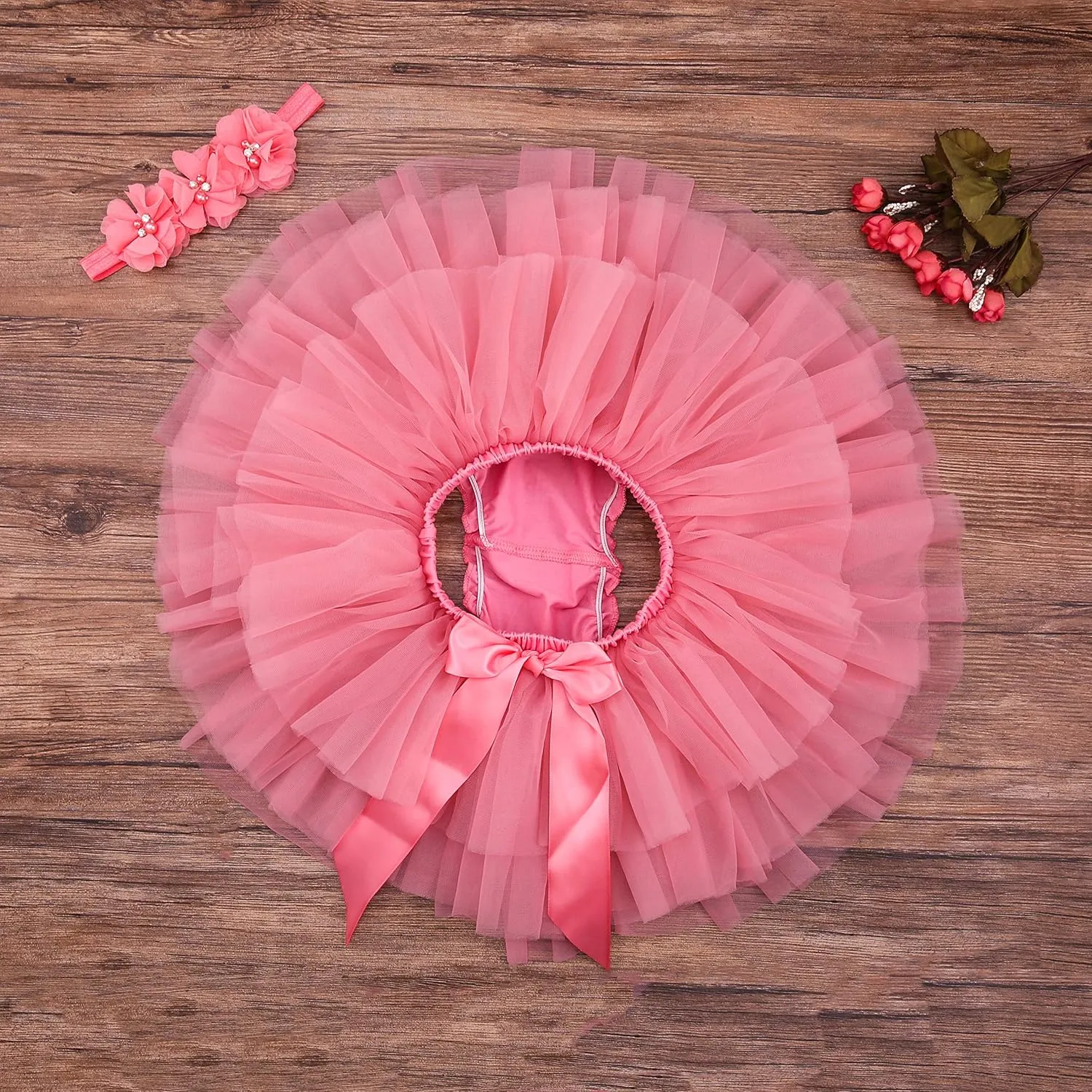 Baby Girls Tutu Skirt Headband Set Toddler Ruffle Tulle Diaper Covers 6-24 Month