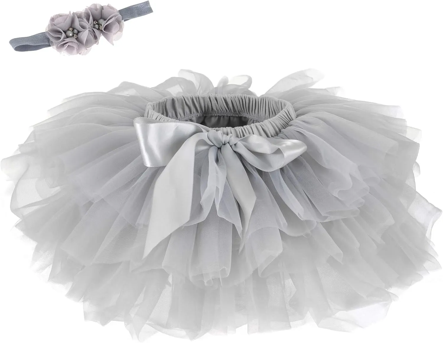 Baby Girls Tutu Skirt Headband Set Toddler Ruffle Tulle Diaper Covers 6-24 Month