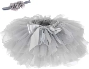 Baby Girls Tutu Skirt Headband Set Toddler Ruffle Tulle Diaper Covers 6-24 Month