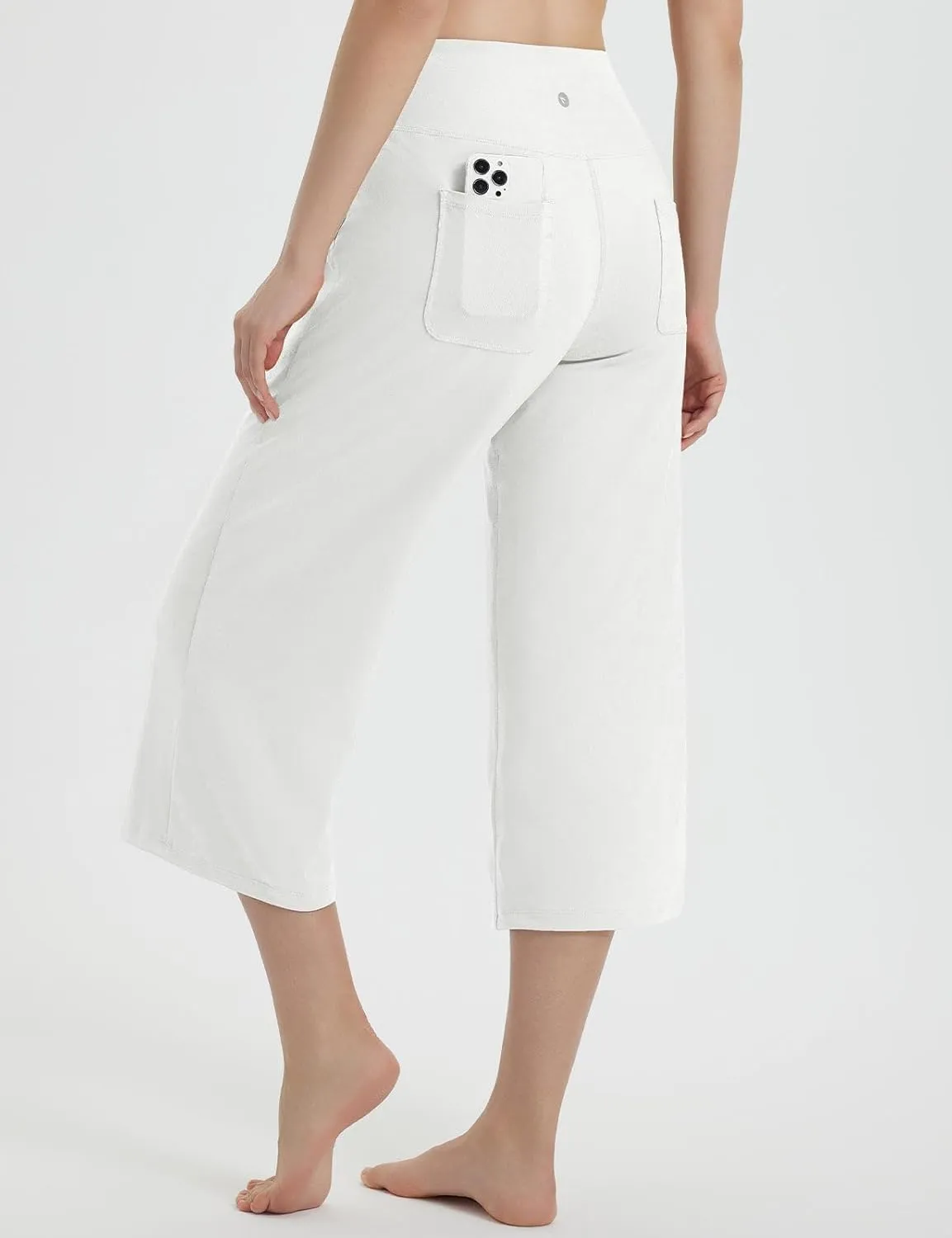 baleaf Women's Capri Pants Wide Leg Yoga Dress Capris High Waist Cropped Pants with Pockets Loose Lounge Travel Summer