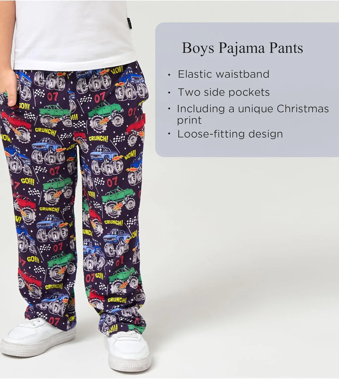 Bamboo Viscose Toddler Boys Wide Leg Pajama Pants Elastic Waist Pajama Bottom with Pockets
