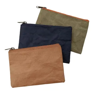 BelltaStudio | Washable Kraft Travel Pouch Bags, Set of 3 Color, 3.5 x 5.25 inches, YKK Zipper, Durable, Compact Size