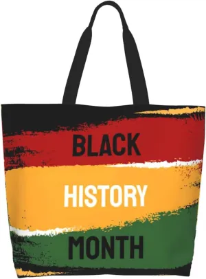 Black History Month Tote Bag for Women Large Casual Should Bag with Inside Pocket Reusable Handbag Shopping Bag