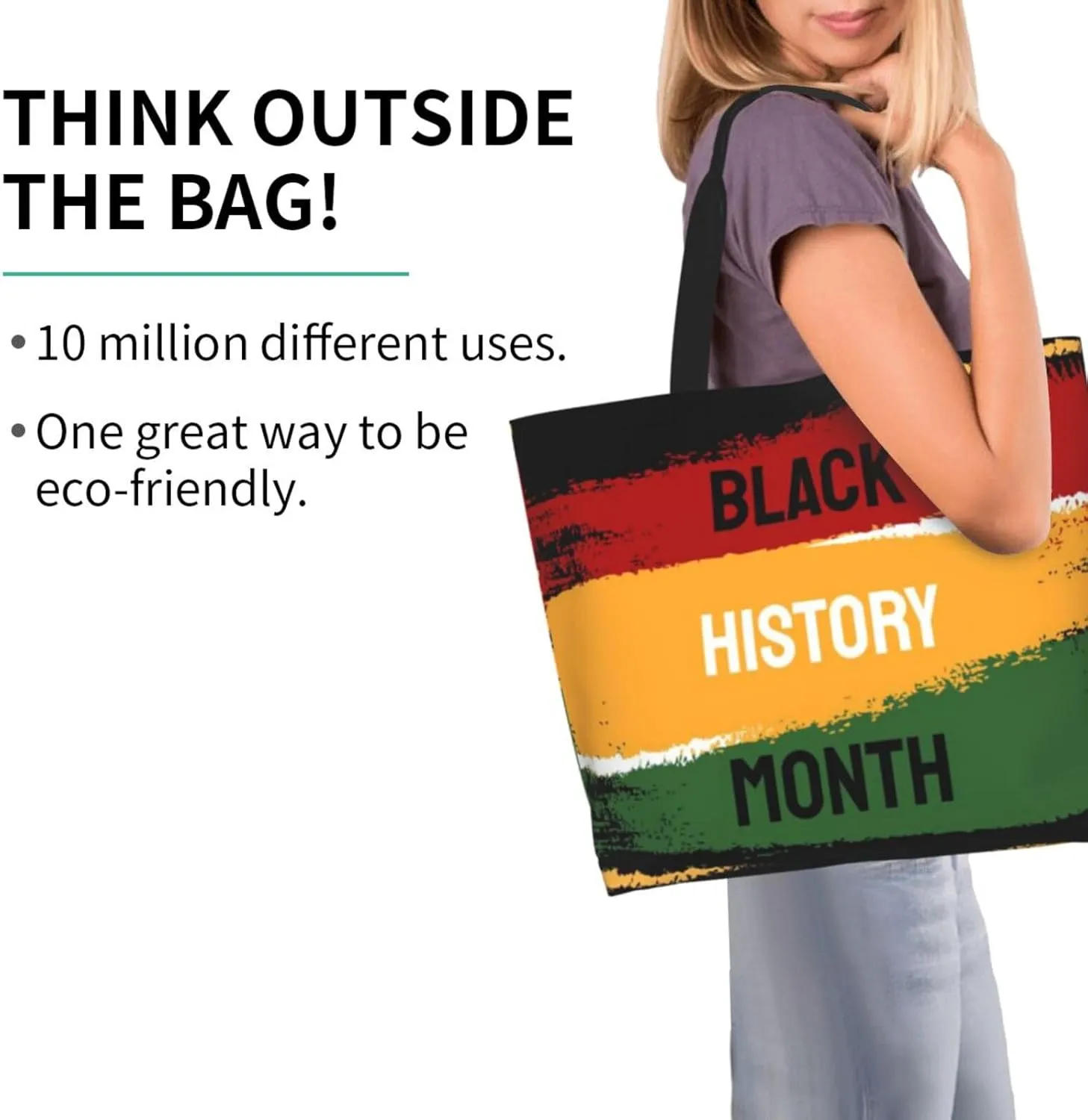 Black History Month Tote Bag for Women Large Casual Should Bag with Inside Pocket Reusable Handbag Shopping Bag