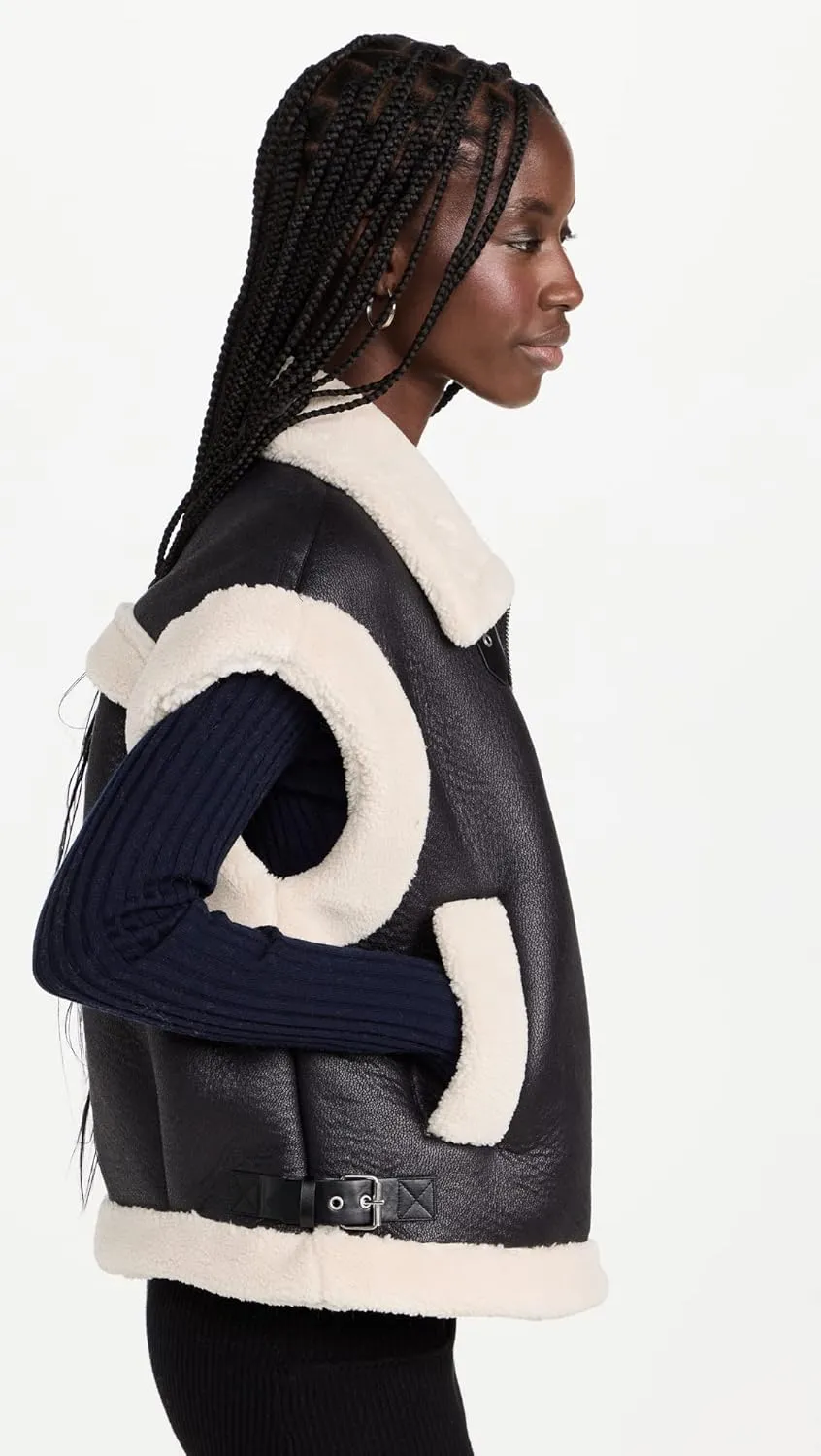 [BLANKNYC] Womens Vegan Leather and Sherpa Vest