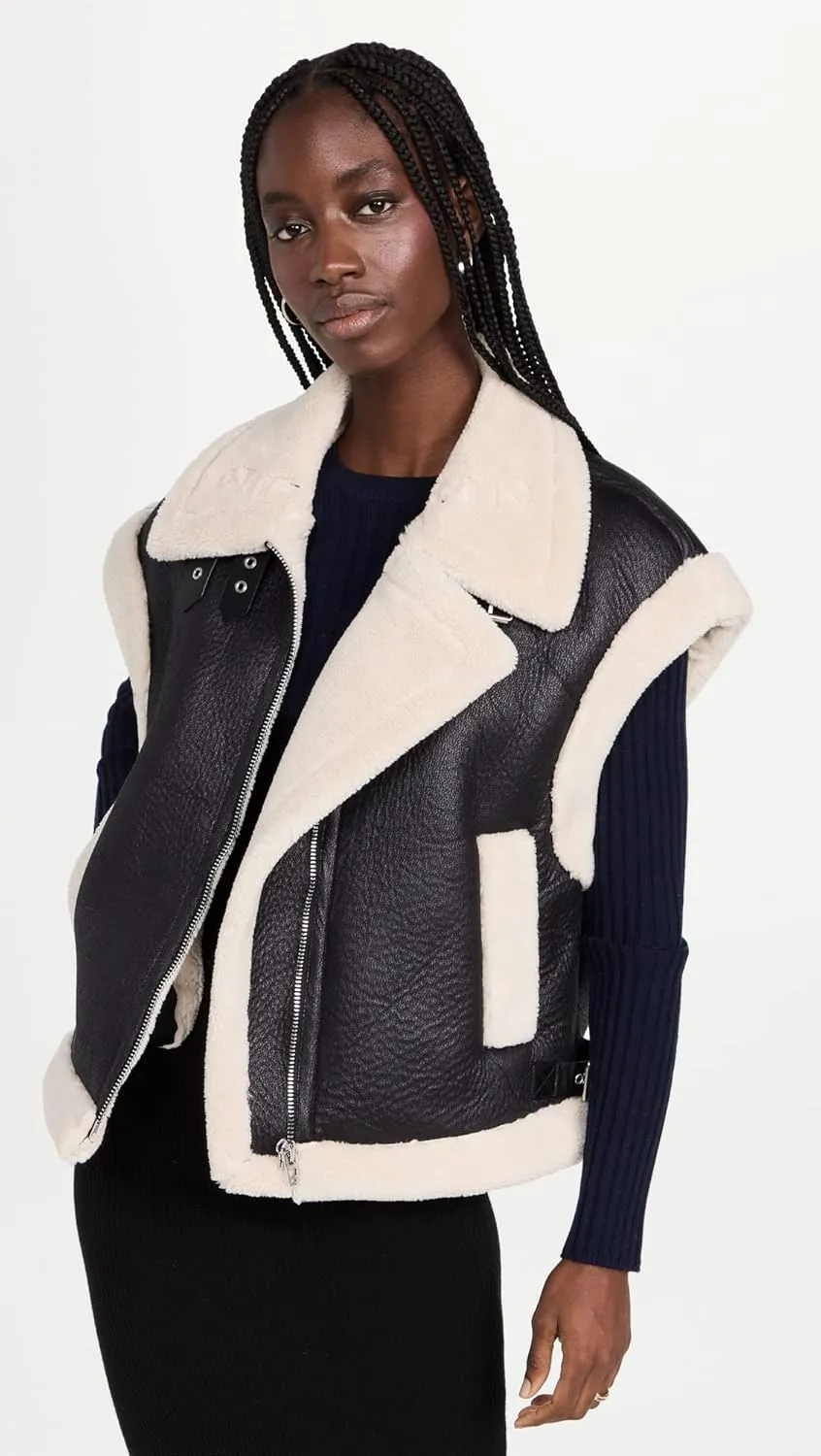 [BLANKNYC] Womens Vegan Leather and Sherpa Vest