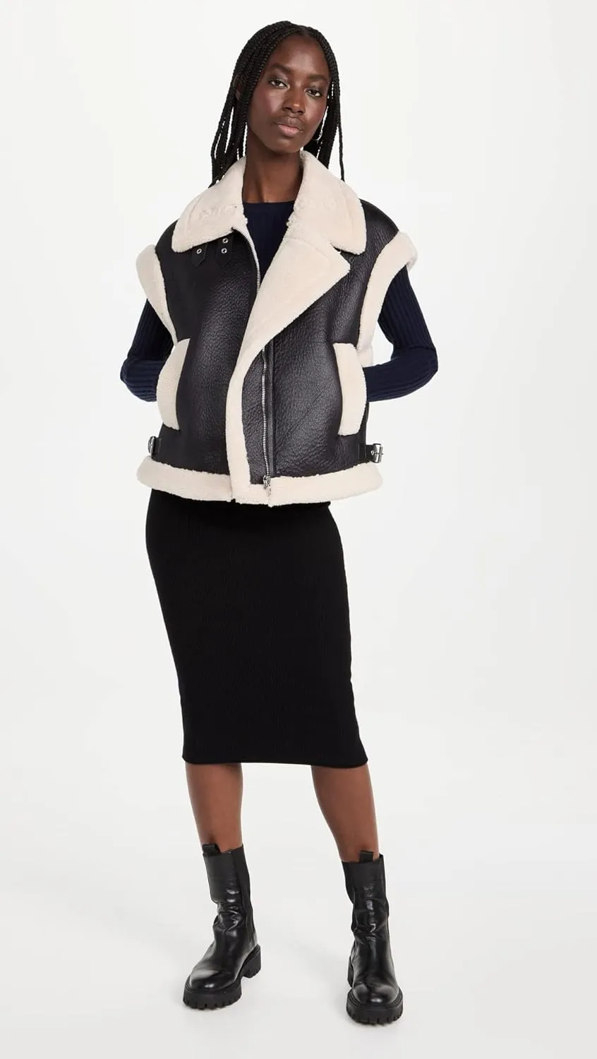 [BLANKNYC] Womens Vegan Leather and Sherpa Vest